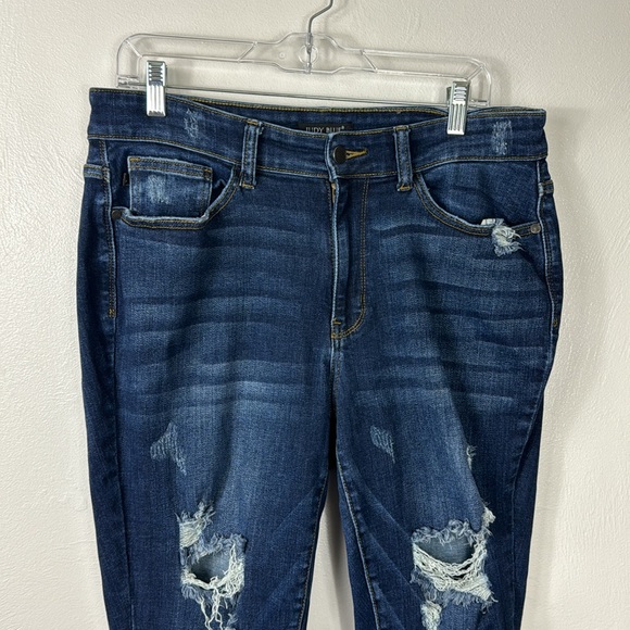 Judy Blue Skinny Fit Destroyed Stretch Jeans Women's 14W Med. Blue Holes Fraying - Picture 6 of 15